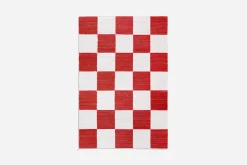 Mattor*Margit Thorén Matta Dubbelbindning Schackruta Röd Vit