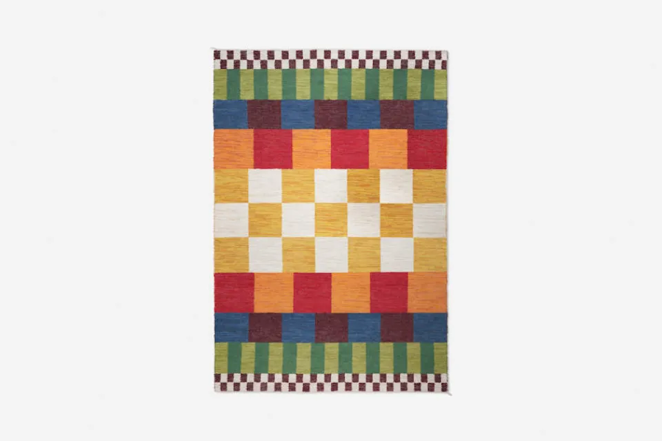 Mattor*Eva Schildt Matta Vienna Bomull Lin, Gul Vit