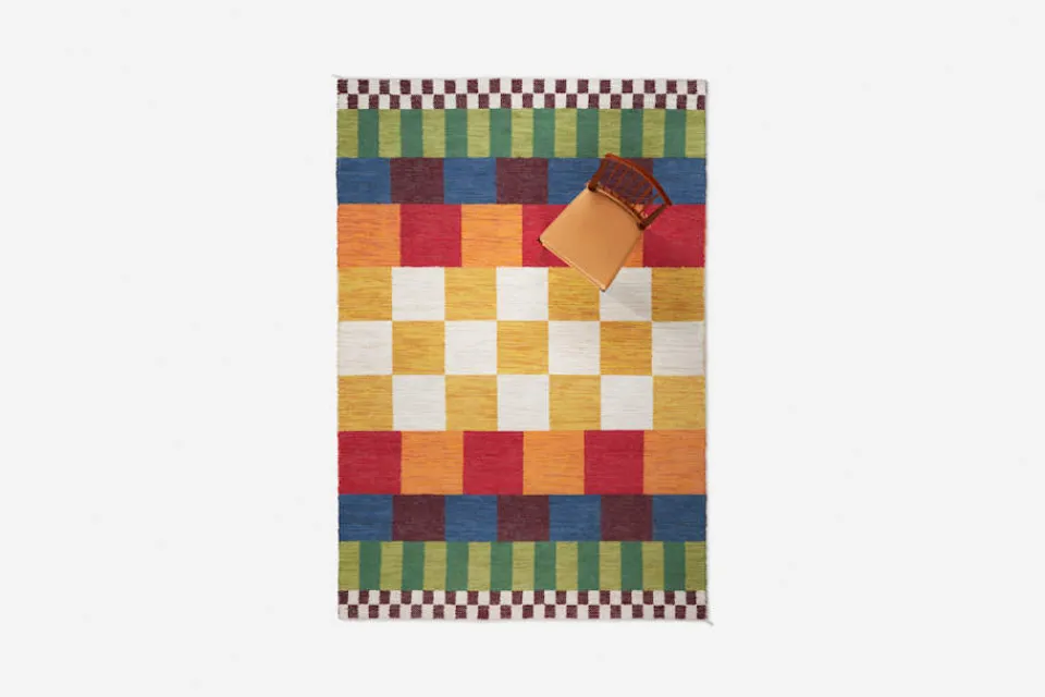 Mattor*Eva Schildt Matta Vienna Bomull Lin, Gul Vit