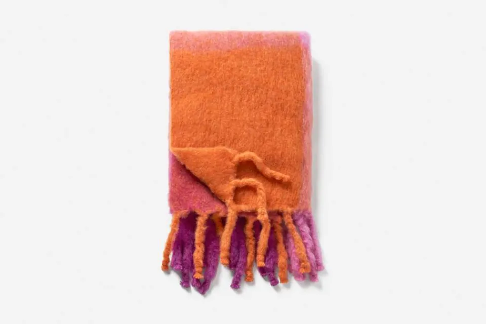 Plädar*Lena Rewell Pläd Mohair Orange Cerise
