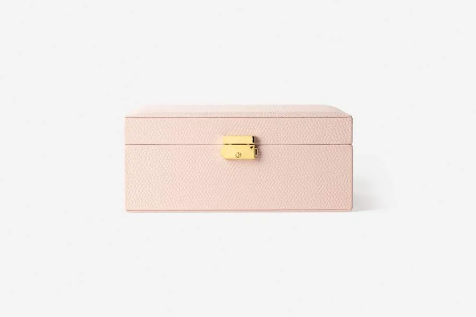 Smyckesförvaring*Svenskt Tenn Smyckeskrin Präglat Skinn Rosa