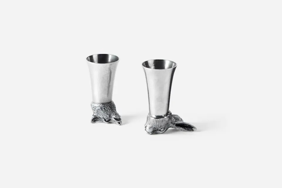 Glas & Koppar|Dukningsdetaljer I Tenn*Le Potier dÉtain Snapsglas Hare Björn