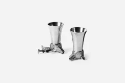 Glas & Koppar|Dukningsdetaljer I Tenn*Le Potier dÉtain Snapsglas Hjort Vildsvin