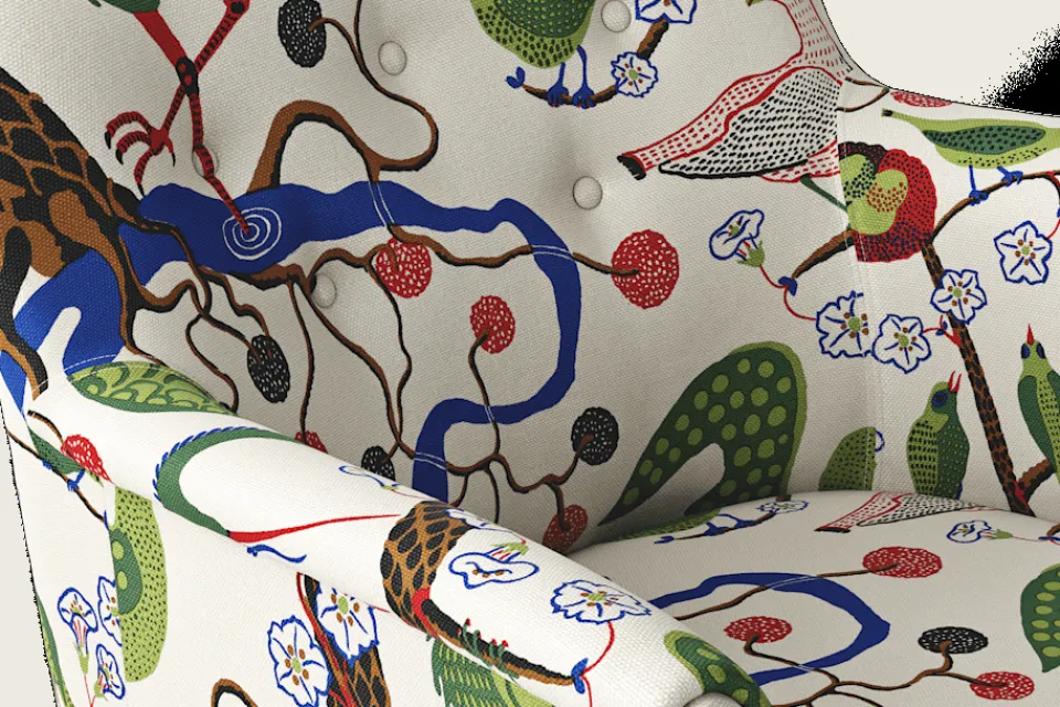 Fåtöljer*Josef Frank Stol 930 Gröna Fåglar, Multi