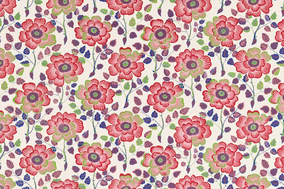 Tapetprover*Josef Frank Tapetprov Krysantemer Röd