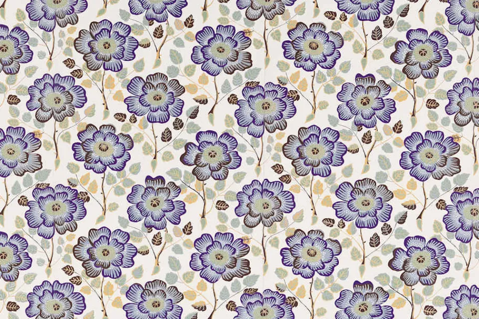 Tapetprover|Mönstrade Tapeter*Josef Frank Tapetprov Krysantemer Lila