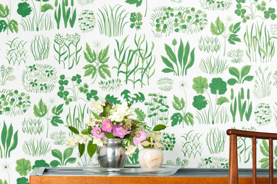 Tapetprover*Josef Frank Tapetprov Söndagsmorgon Grön