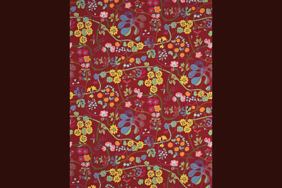 Tyg På Metervara*Josef Frank Textil Baranquilla Vinröd