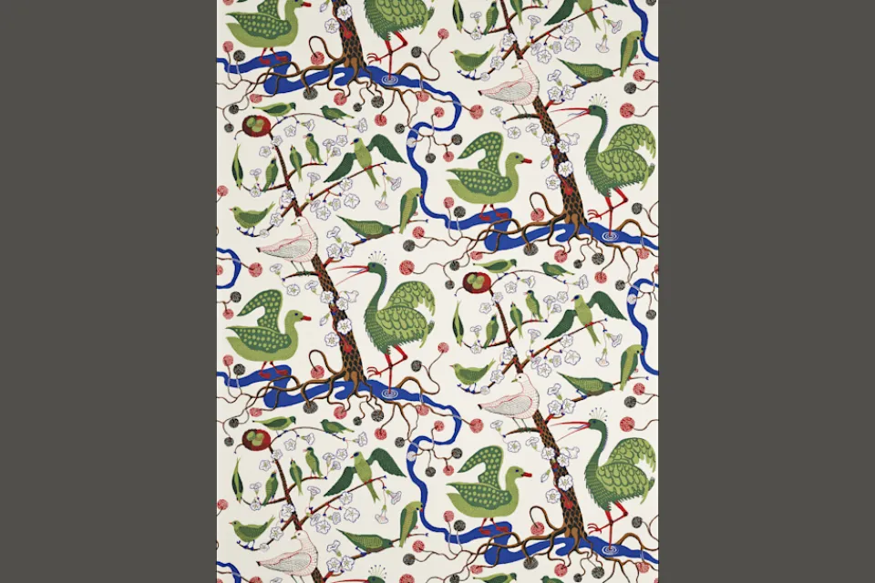 Tyg På Metervara*Josef Frank Textil Gröna Fåglar Multi