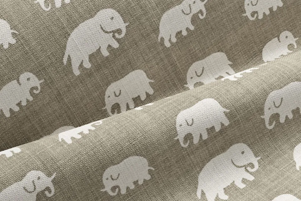 Tygprover|Tyg På Metervara*Estrid Ericson Tygprov Elefant Varmgrå