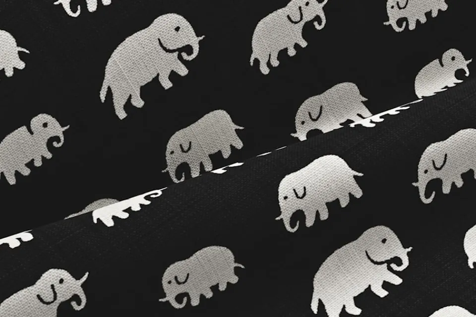 Tygprover|Tyg På Metervara*Estrid Ericson Tygprov Elefant Svart