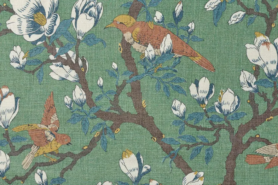Tygprover|Tyg På Metervara*GP & J Baker Tygprov Japanese Magnolia Grön
