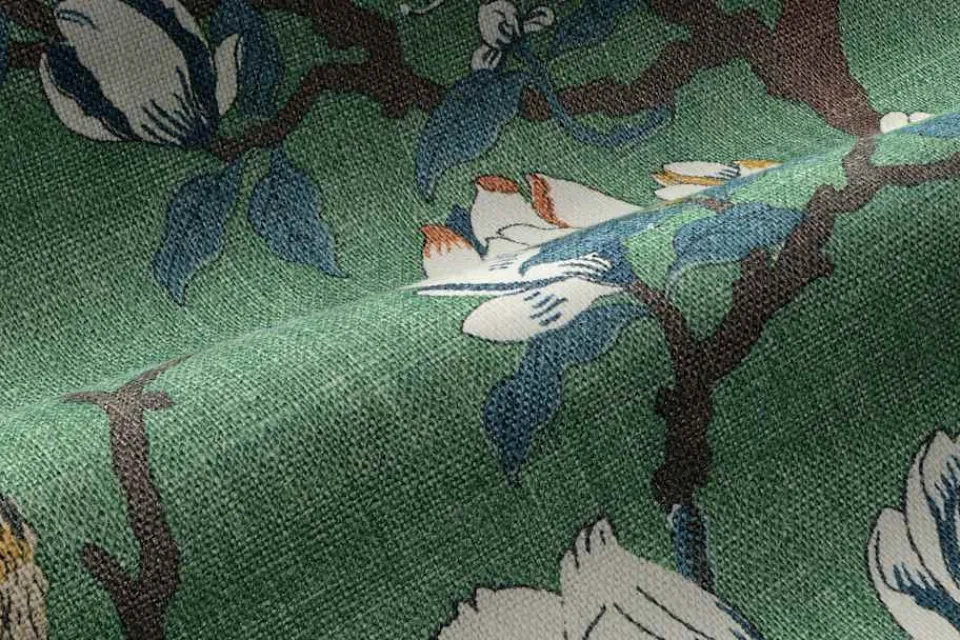 Tygprover|Tyg På Metervara*GP & J Baker Tygprov Japanese Magnolia Grön